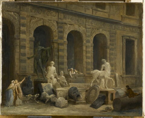 Le Dessinateur d'antiques devant la Petite Galerie du Louvre