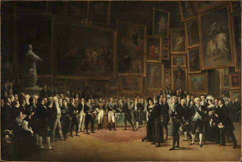 Charles X distribuant des récompenses aux artistes exposants du salon de 1824 au Louvre, le 15 Janvier 1825.