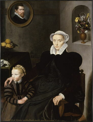 Portrait d'une veuve âgée de quarante ans et d'un enfant