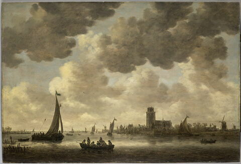 La Meuse à Dordrecht avec la Grote Kerk; vue prise au sud-ouest