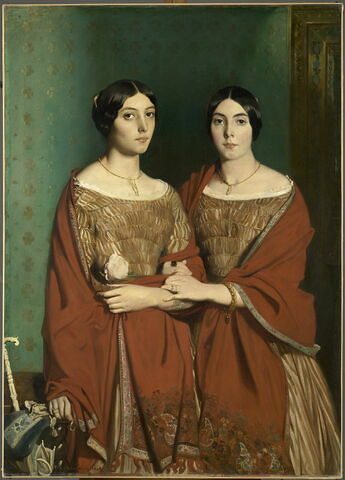 Mesdemoiselles Chassériau, dit aussi Les deux soeurs. Marie-Antoinette-Adèle (1810-1869) et Geneviève (Aline) Chassériau (1822-1871), soeurs de l'artiste.