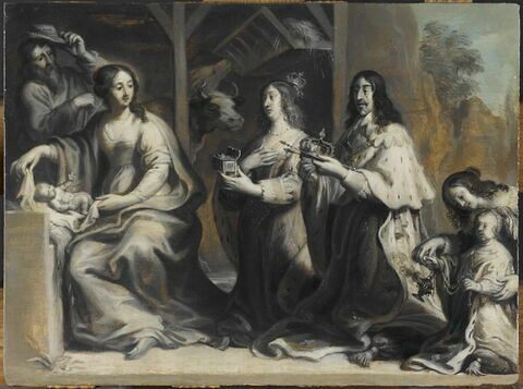 Louis XIII, Anne d’Autriche et le Dauphin – futur Louis XIV – adorant l’Enfant Jésus de la Nativité