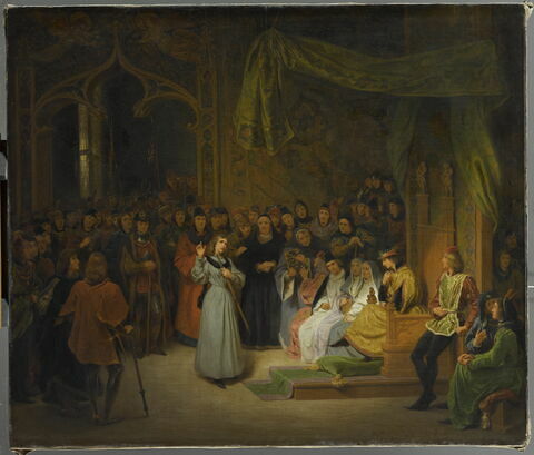 Jeanne d'arc, devant Charles VII, répond aux prélats qui l'interrogent