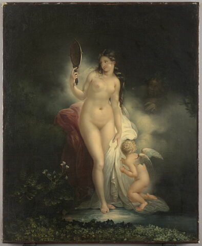 Vénus assistée de l'Amour se regarde dans un miroir.