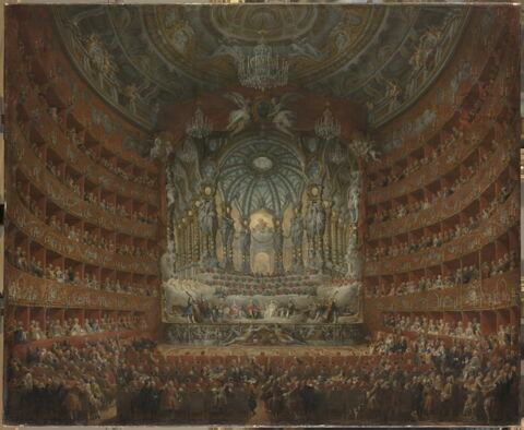 Fête musicale donnée par le cardinal de La Rochefoucauld au théâtre Argentina à Rome, le 15 juillet 1747, à l'occasion du mariage du Dauphin, fils de Louis XV, avec Marie-Josèphe de Saxe
