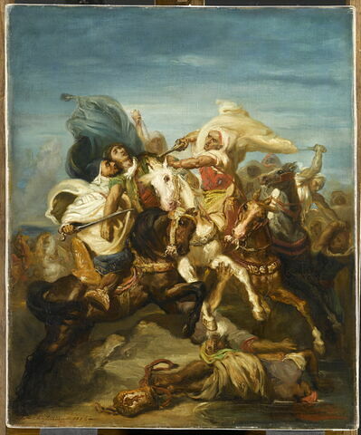 Combat de cavaliers arabes.
