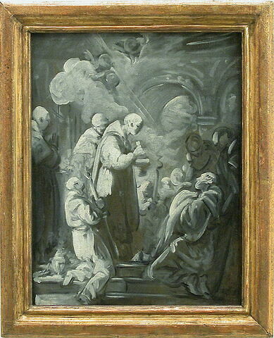 Saint Benoît mourant reçoit le viatique, dit aussi La Dernière communion de saint Benoît mourant., image 3/3