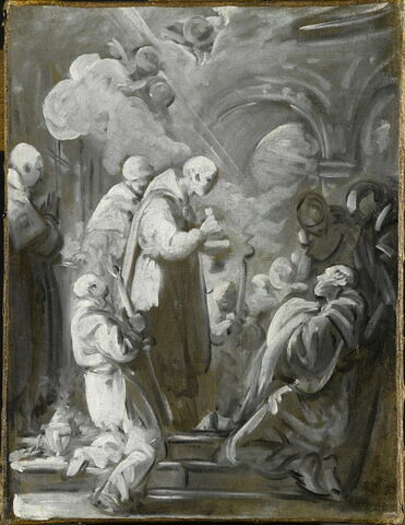 Saint Benoît mourant reçoit le viatique, dit aussi La Dernière communion de saint Benoît mourant., image 2/3