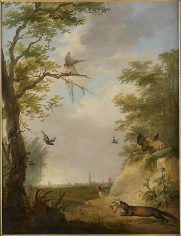 Panneau décoratif (paysage avec phoque et oiseaux)