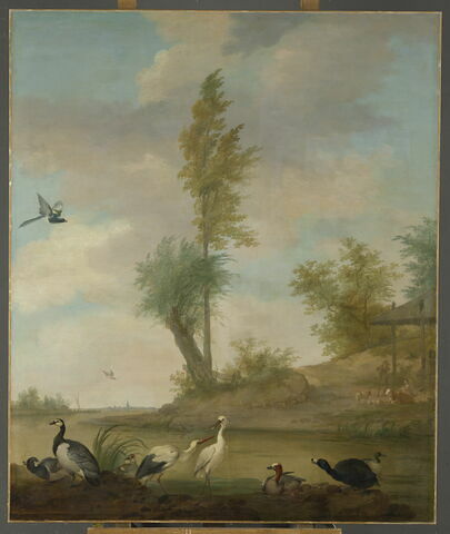 Panneau décoratif (paysage et oiseaux)