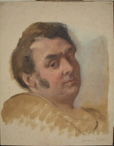 Tête d'homme replet et coloré Armand Bertin. Verso : tête d'homme de trois quarts à droite, M. de Sacy, image 3/6
