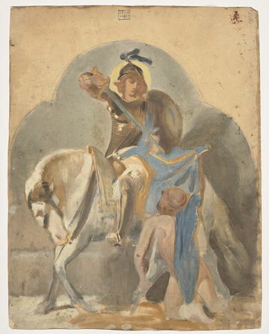 Femmes vêtues à l'antique dansant. Au verso : saint Martin à cheval partageant son manteau, image 2/2