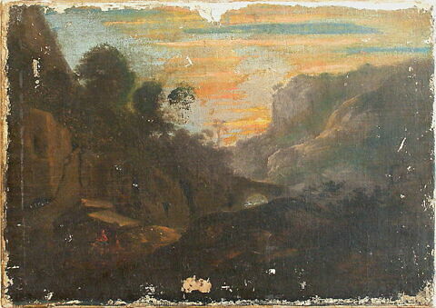 Paysage avec rivière, pont, rochers et personnages, image 2/3