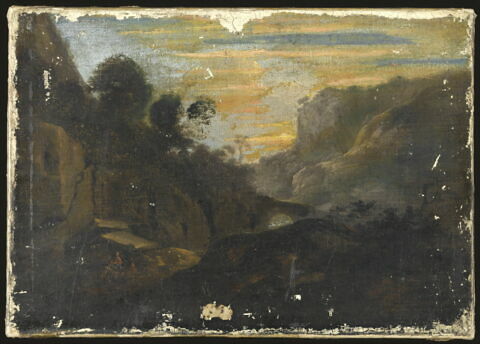 Paysage avec rivière, pont, rochers et personnages, image 1/3