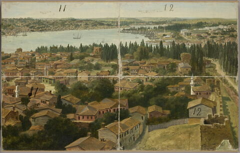 Panorama de Constantinople (divise en 16 compartiments numérotés)