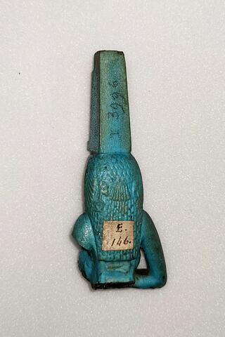 dos, verso, revers, arrière ; détail étiquette ; détail marquage / immatriculation © 2021 Musée du Louvre / Antiquités égyptiennes