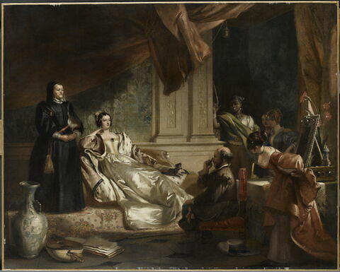 Sancho Panza dans l'appartement de la duchesse, déclarant la folie de Don Quichotte son maître, 1823 (ou 1828), image 1/2