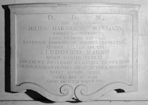 Épitaphe du tombeau de Jules Hardouin-Mansart (1646-1708)