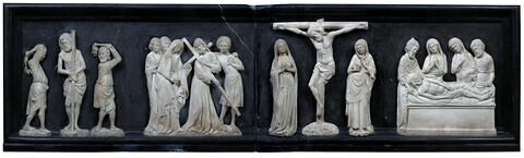 Quatre scènes de la Passion : Flagellation, Portement de Croix, Crucifixion, Mise au Tombeau