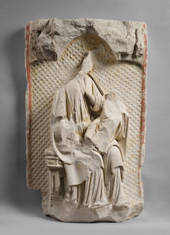 La Vierge assise et l'Enfant présentés sous un dais