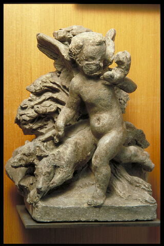 La chasse (?) (amour tenant deux chiens de la main droite et soufflant dans un cor), image 1/2