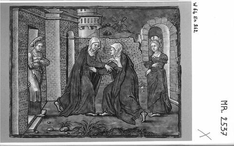 Plaque rectangulaire : La Visitation, d'une série de deux sur la Vie de la Vierge (MR 2538)