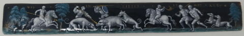 Plaque : La Chasse au sanglier, d'un ensemble de trois plaques des 