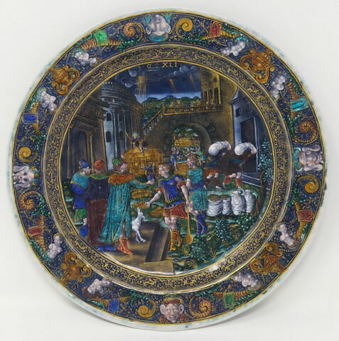 Assiette : La Prévoyance de Joseph, d'un ensemble de six, "Histoire de Joseph" (N 1355 à N 1360)