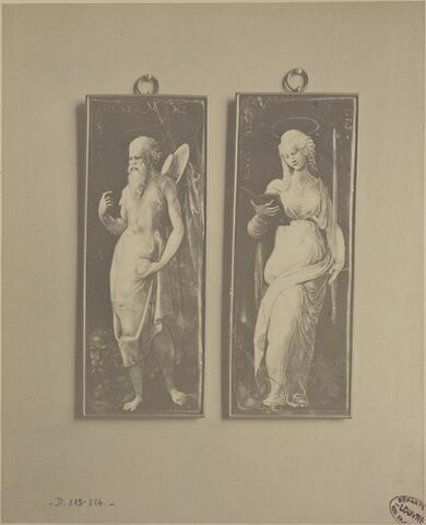 Plaque : Sainte Catherine d'Alexandrie, d'une série de deux plaques "Les Saints" (OA 83)