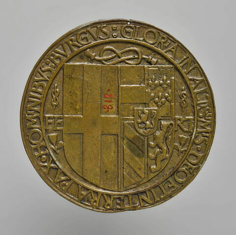Médaille : Philibert de Savoie et Marguerite d'Autriche / armoiries, image 2/2