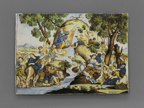 Plaque rectangulaire : Moïse frappant le rocher