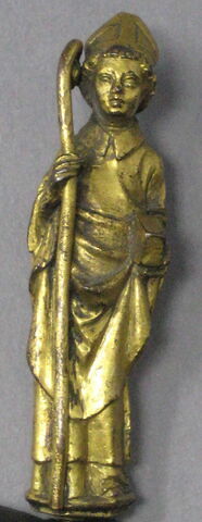 Statuette d'un ensemble de douze provenant d'une châsse : évêque, image 1/3