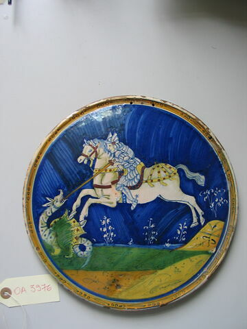 Plaque ou disque circulaire : saint Georges terrassant le dragon, image 1/2