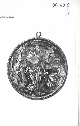 Médaillon : Saint Michel entre deux personnages agenouillés, image 3/3