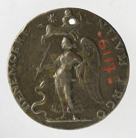 Médaille : Isabelle d'Este, marquise de Mantoue (1474-1539) / Victoire et symboles astrologiques, image 2/2