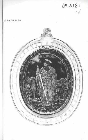 Médaillon ovale à deux faces : saint Paul ; arabesques, image 1/1
