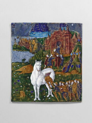 Plaque : Le cheval de Troie, d'un ensemble de onze plaques (OA 7550 à OA 7559 et OA 6596)