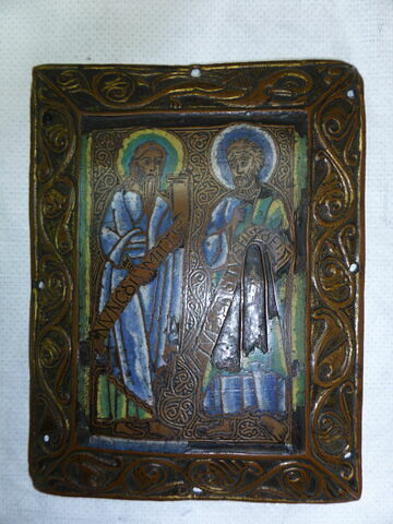 Plaque rectangulaire : le prophète Siméon et saint Pierre