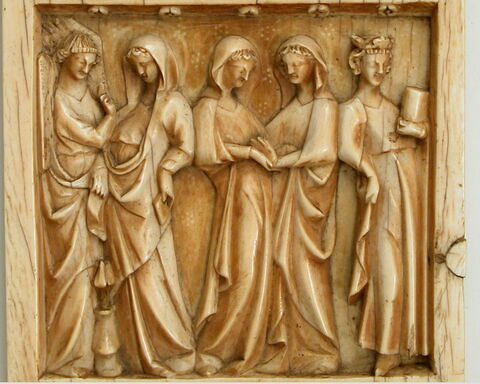 Feuillet droit d'un diptyque à rosettes et sans arcature : l'Adoration des Mages ; la Mort de la Vierge, image 4/4