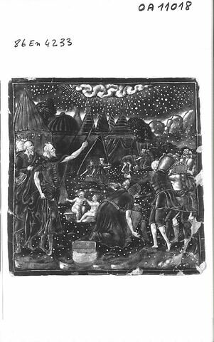 Plaque : La Récolte de la manne, d'un ensemble de quatre plaques : Préfigurations de l'Eucharistie (OA 11017 à OA 11020), image 6/6