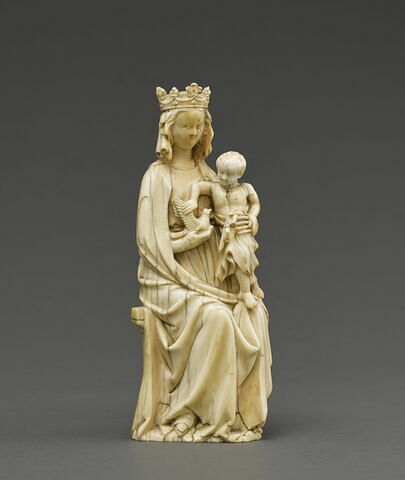 Statuette : Vierge à l'Enfant trônant, au chardonneret