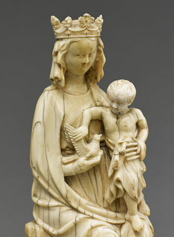 Statuette : Vierge à l'Enfant trônant, au chardonneret, image 2/5