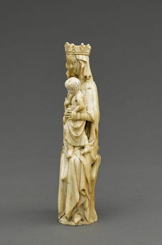 Statuette : Vierge à l'Enfant trônant, au chardonneret, image 3/5
