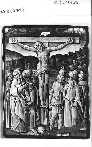 Plaque : La Crucifixion, d'une série de dix "La Passion du Christ" (OA 11134 à OA 11143)