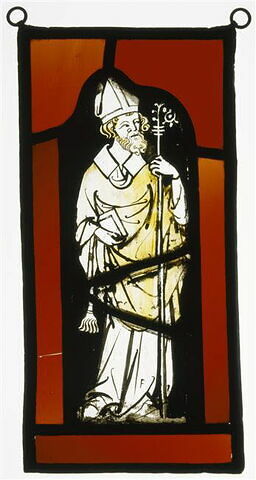 Panneau d'un ensemble de trois : un saint évêque, image 1/2