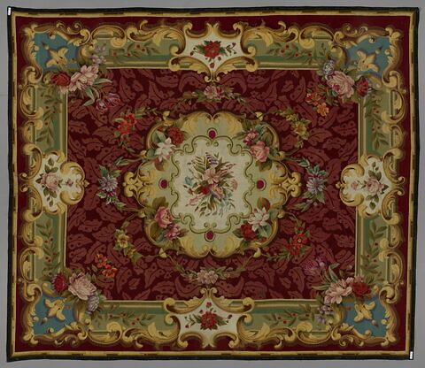 Tapis ras rectangulaire à décor de médaillon central fleuri, image 10/11