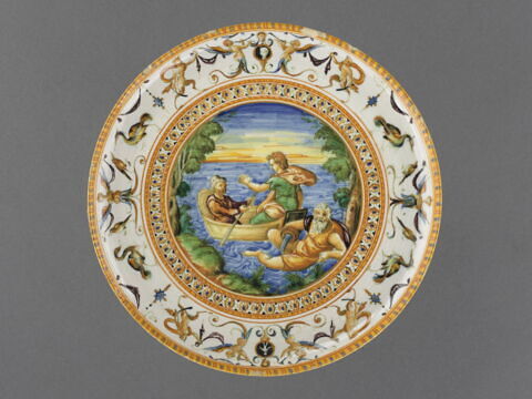 Coupe ronde à pied haut : Scène marine, image 1/9