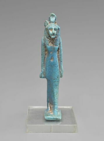 Amulette : Sekhmet avec un ureus et pilier dorsal inscrit