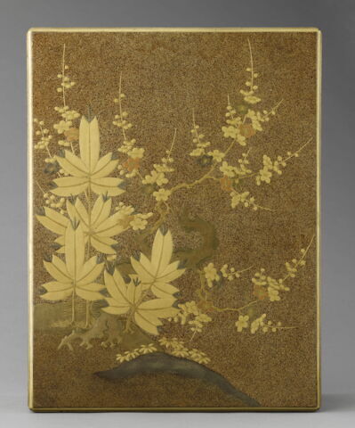 Grande boîte de forme rectangulaire : feuilles et fleur avec un plateau à l'intérieur, image 10/11