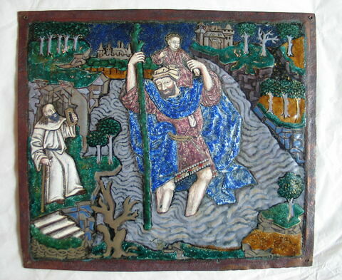 Plaque : Saint Christophe, d'un ensemble de douze plaques, image 2/3